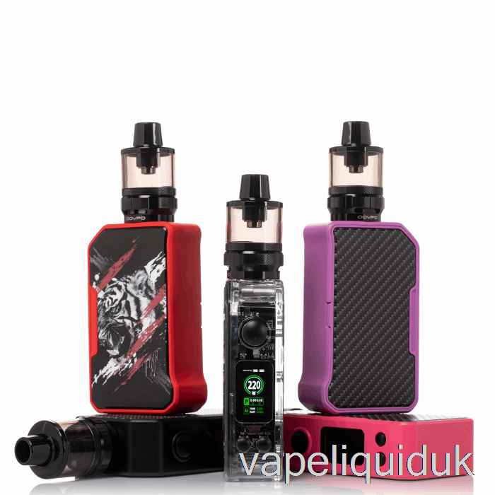 DOVPO MVP 220W Starter Kit Carbon Fiber Transparent Vape Liquid